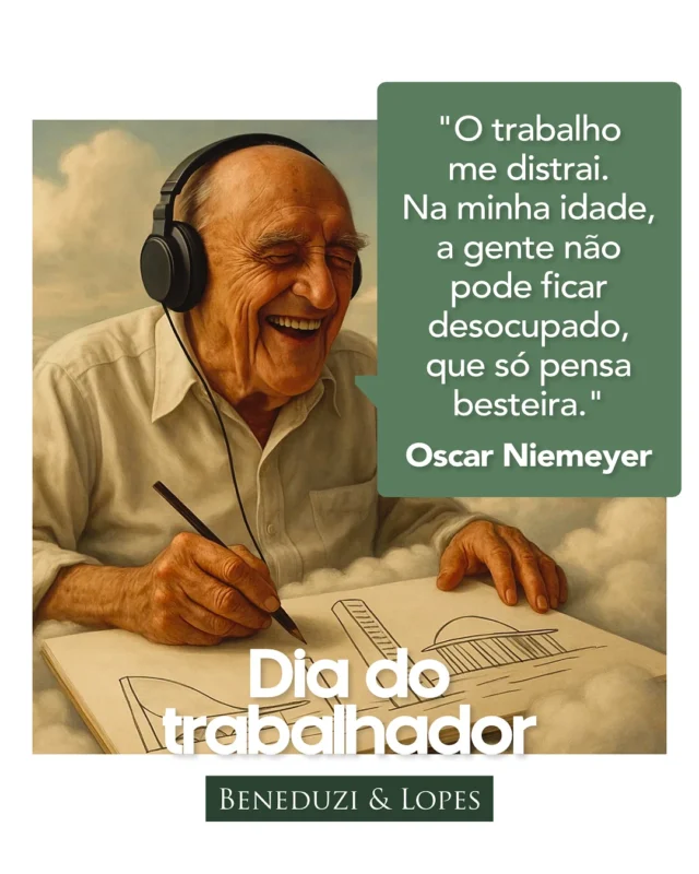 A relação de grandes homens com o trabalho. Dava para ficar a tarde toda aqui trabalhando nisso... Tem uma do Roosevelt que nos fez parar: “Se fracassar, ao menos que fracasse ousando grandes feitos, de modo que a sua postura não seja nunca a dessas almas frias e tímidas que não conhecem nem a vitória nem a derrota.” E esta que o Cristiano Ronaldo mandou: “Não me interessa ser o melhor do mundo. Quero ser melhor a cada dia.” 

Desejamos que estas mensagens te proporcionem a mínima reflexão em meio a tanta distração. Feliz Dia do Trabalhador para você que o é!

Abraços,
Equipe Beneduzi e Lopes

#DiaDoTrabalho #Reflexão #Inspiração #Trabalho #trabalhador #diadotrabalhador