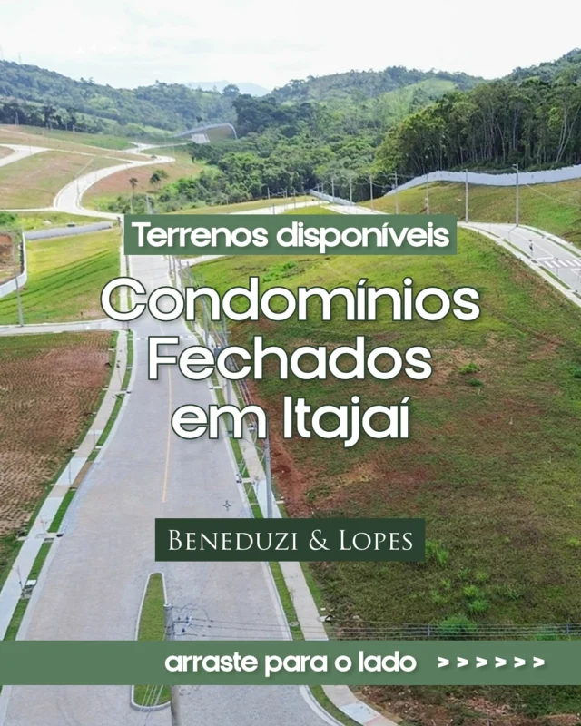 A Beneduzi e Lopes está com três excelentes oportunidades em condomínios fechados em Itajaí.

1.⁠ ⁠Alínea Reserva
Vigilância 24h e infraestrutura completa.
Rio do Meio, Itajaí
200 m²
R$ 350.000,00

2.⁠ ⁠Fiori di Trento
Lote pertinho da área de lazer e com área verde nos fundos.
Rio do Meio, Itajaí
234 m²
R$ 499.000,00

3.⁠ ⁠Residencial Açores
Também na melhor localização do condomínio e com vigilância 24h.
Dom Bosco, Itajaí
438,95 m²
R$ 1.000.000,00

Tem interesse? Envie um “oi” no direct e você receberá todas as informações.